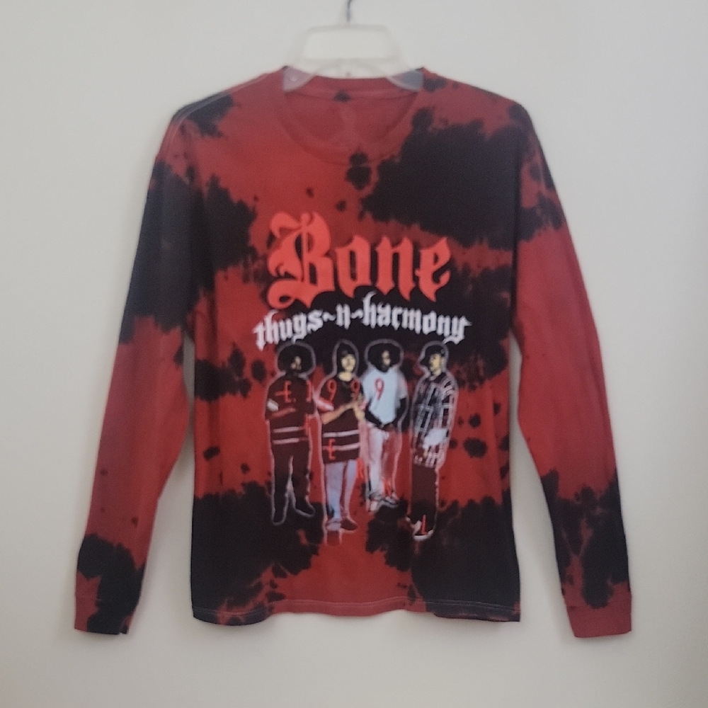 Thugs n Harmony Bone Red & Black Tie Dyed Long Sleeve T-Shirt M